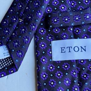 ETON purple colour, dotted design Silk Tie.Made in England 🏴 NWOT